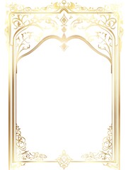 gold color frame for certificate, card, invited card, wedding, Islamic frame and pages use isolated on white background 