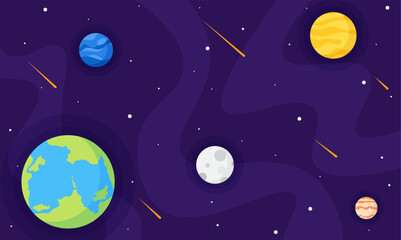 Naklejka premium cute background of planet galaxy astronomy flat illustration