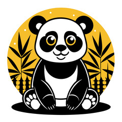 Fototapeta premium Adorable panda with playful expression surrounded by bamboo t-shirt print design