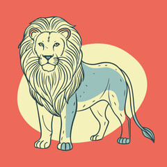 Obraz premium Stylish illustration of a lion with a flowing mane on a vibrant background 