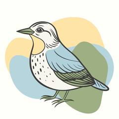 Obraz premium Colorful bird illustration on pastel background with abstract shapes 