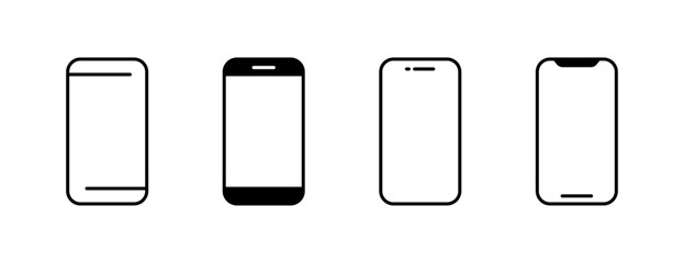 Phone set icons. Linear and silhouette style. Vector icons.