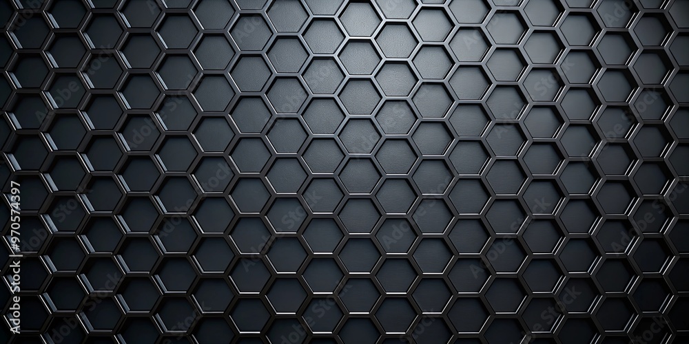 Wall mural abstract black honeycomb pattern on dark background for textured design