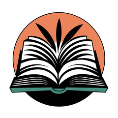 Open book with leaves literary nature-inspired design for t-shirt print