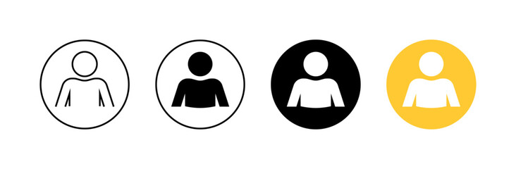 People set icons. Linear, silhouette and flat style. Vector icons.