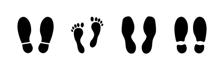 Footprints set icons. Silhouette style. Vector icons.