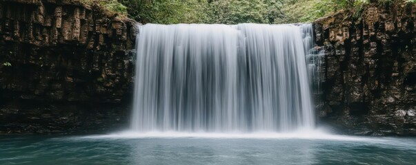 Fototapeta premium A peaceful waterfall with the words Find Your Strength in gentle script, waterfall, strength, script
