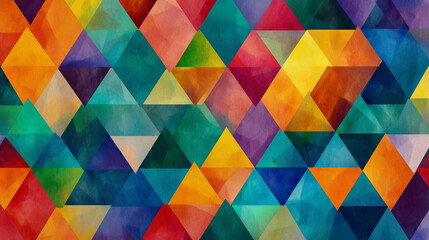This is a colorful, geometric design made up of triangles. It's perfect for things like fabric, wallpaper, or even clothes.