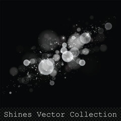 White bokeh stardust lights on transparent background