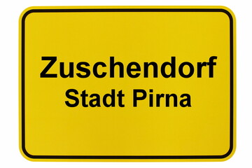 Illustration eines Ortsausgangsschildes von Zuschendorf in der Sächsischen Schweiz