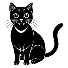 a silhouette black cute cat 