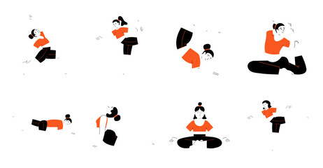 Yoga Woman Poses Illustration SET