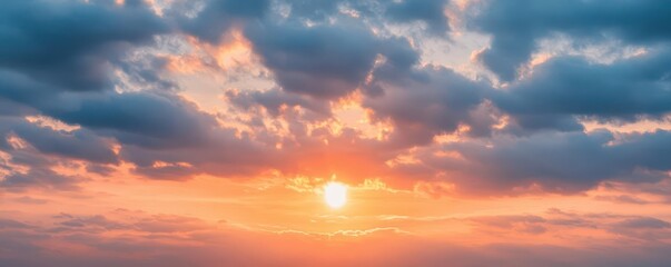 Fototapeta premium A sunrise breaking through clouds with the words There Is Hope, sunrise, clouds, hope