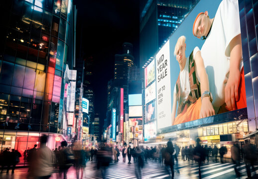 Urban Night Billboard Mockup With Generative AI