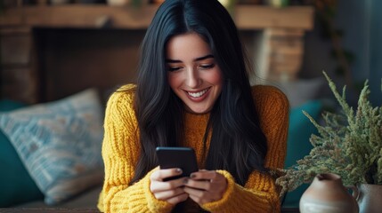 The Smiling Woman with Phone