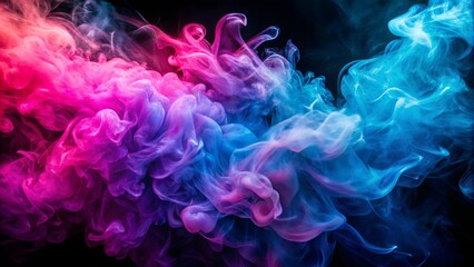 Vibrant colorful smoke twirling in hues of pink, purple, and blue