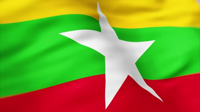 Myanmar Flag waving independence day