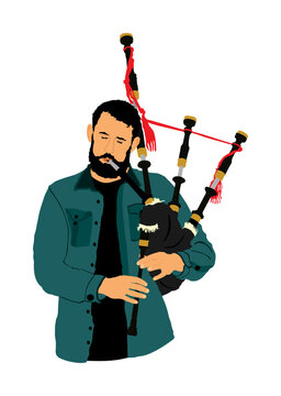 man playing bagpipes teal jacket clip art preview