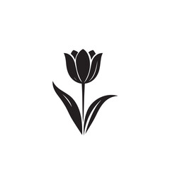 Tulip vector design. Tulip silhouette. Tulip logo, icon vector design black and white.