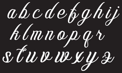 Obraz premium Handwritten modern brush calligraphy Alphabet isolated on white and black background. Vector illustration. EPS 10