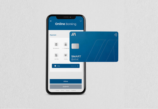 Screen Phone And Credit Card Mockup