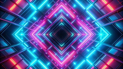 Futuristic geometric pattern with luminous neon colors