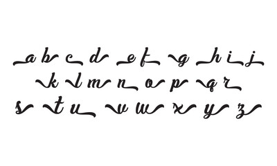 Handwritten modern brush calligraphy Alphabet isolated on white and black background. Vector illustration. EPS 10