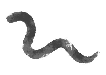 手描き水彩風の落ち着いた蛇のイラスト　白黒