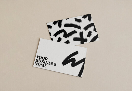 Stationery Flatlay Business Cards Mockup