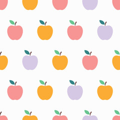 Seamless pattern of cute Apple, white background 