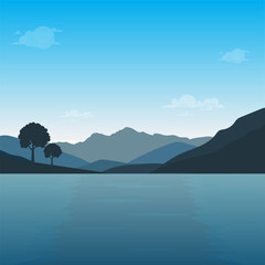 Vector Mountain, sea and beach views