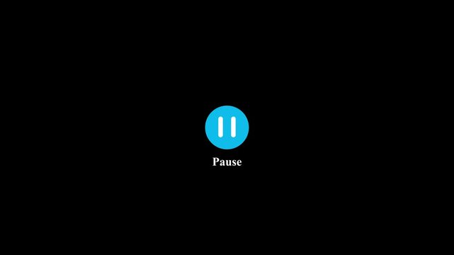 pause button in circle, video pose or play button sign. simple logotype animation background.4k