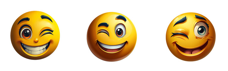 Fototapeta premium Wingking face emoji modern 3d rendering isolated on transparent background. Generative AI