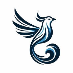 Obraz premium Beautiful Fire Phoenix bird flying vector illustration isolated on a white background