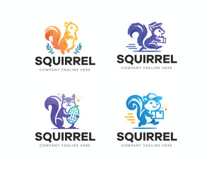 Obraz premium Set colorful gradient Squirrel logo template for business company