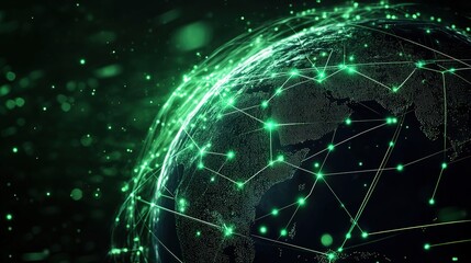 Digital globe with glowing connections in green
