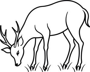 Artistic deer logo icon line art vector illustration featuring a majestic and detailed design
