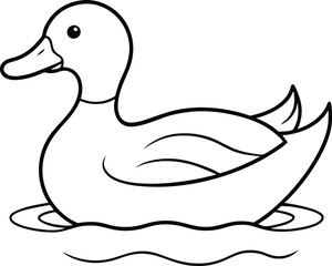 Minimal duck logo icon line art vector illustration for a sleek and modern look