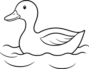 Clean duck logo icon line art vector illustration with a modern twist