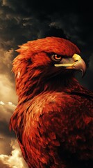 Fototapeta premium Golden eagle with dramatic clouds in background