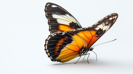 Butterfly, white background,  transformed into a beautiful winged creature