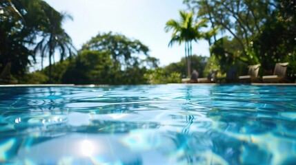Fototapeta premium Refreshing morning swim in a clear tranquil pool