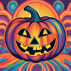 Image of pumpkin icon on colored background for halloween