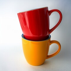 The vibrant colors of the mugs stand out against the clean white background, emphasizing their design and arrangement.