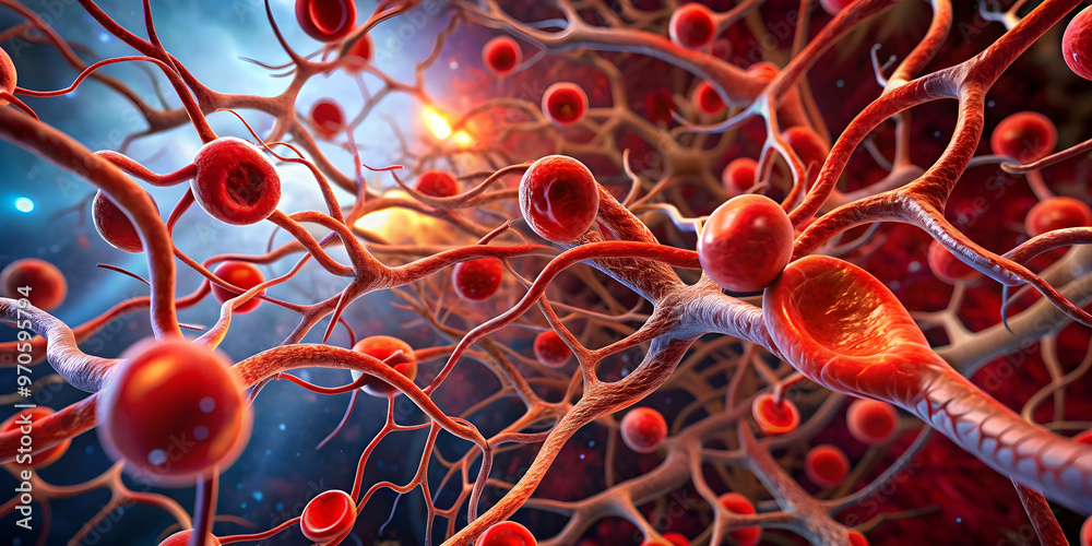 Poster cosmic neural network: a mesmerizing 3d rendering of a neural network, its intricate web of dendrite