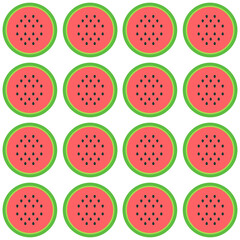 Fototapeta premium watermelon pattern in flat style on white background