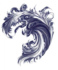 Obraz premium Abstract swirl pattern in blue and white, reminiscent of stylized foliage or waves.
