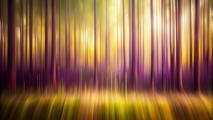 Abstract backdrop featuring fluid strokes in aubergine and olive colors, creating a blurry woodland with radiant light