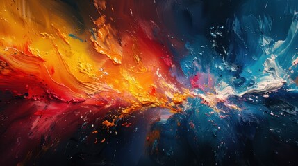 Abstract expressionist piece with bold brushstrokes and vibrant colors, showcasing the artist's raw energy.