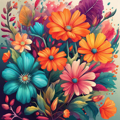 colorful flower illustration background
